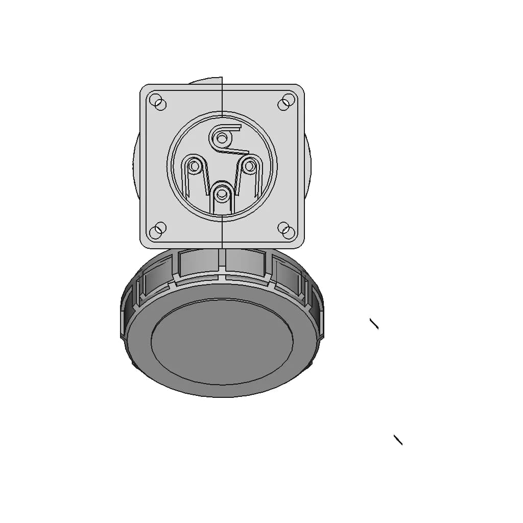 Built In Socket 32A 400V 3P E Ip67 | CAD Model for Energy Systems_90_0_degree_snapshot