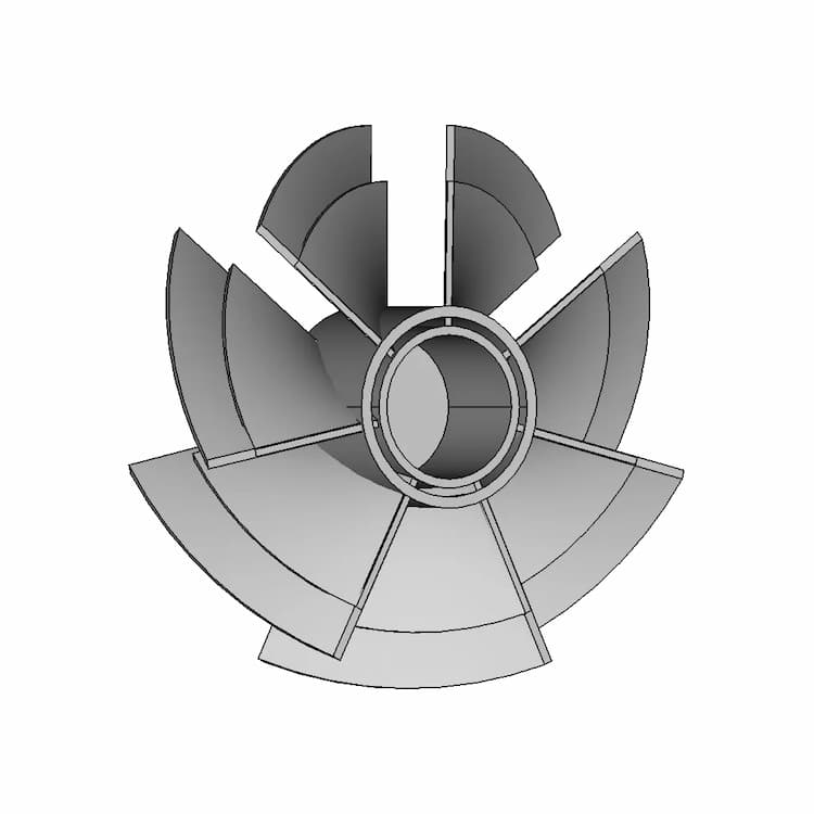 3D Model Of Curved Blade Impeller For Fluid | Industrial CAD Design