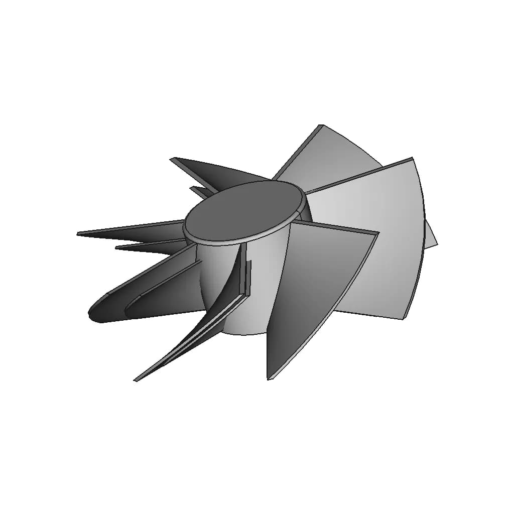 3D Model Of Curved Blade Impeller For Fluid | Industrial CAD Design_60_30_degree_snapshot