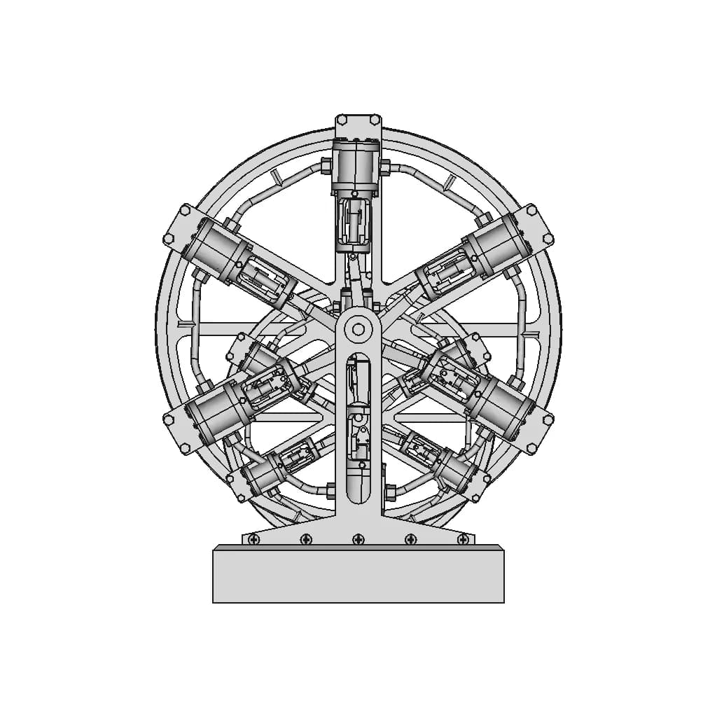 Six Cylinder Radial Steam Engine With Side Valves | CAD Model for Energy Systems_0_0_degree_snapshot