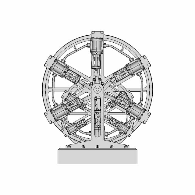 Six Cylinder Radial Steam Engine With Side Valves | CAD Model for Energy Systems