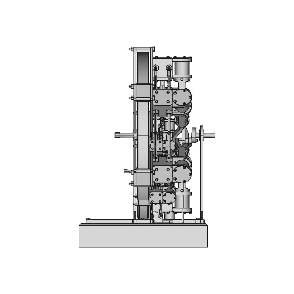 Six Cylinder Radial Steam Engine With Side Valves | CAD Model for Energy Systems_0_270_degree_snapshot