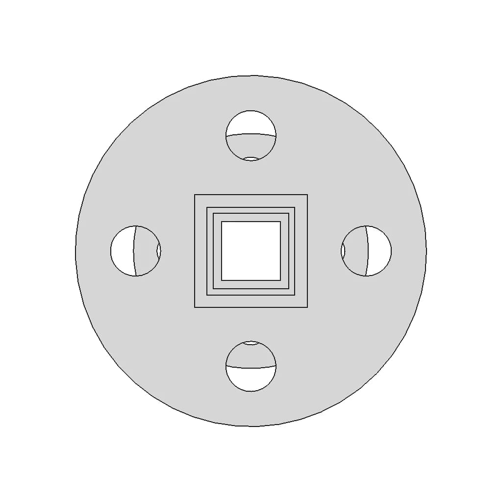 Circular Flange With Square Central Opening And Bolt | Industrial CAD Design_0_0_degree_snapshot