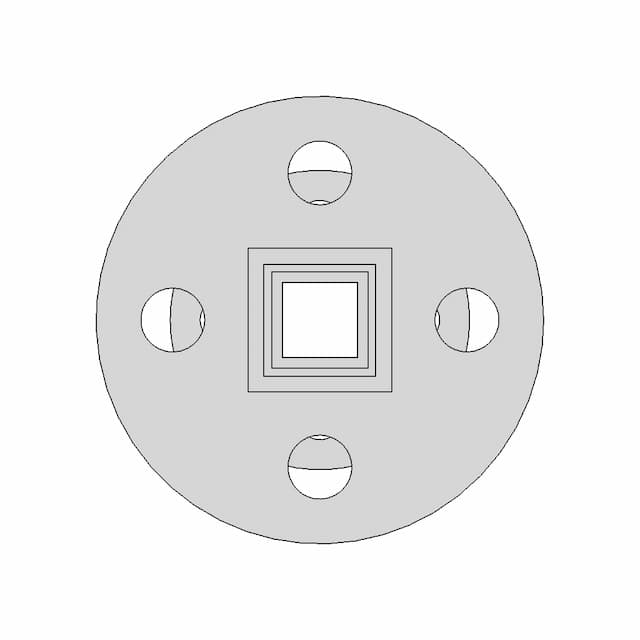 Circular Flange With Square Central Opening And Bolt | Industrial CAD Design