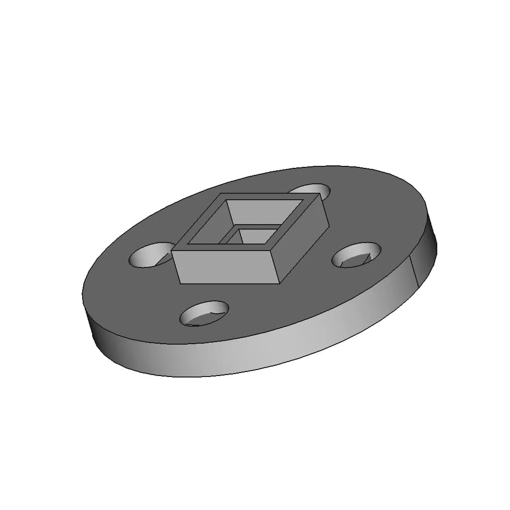 Circular Flange With Square Central Opening And Bolt | Industrial CAD Design_60_30_degree_snapshot