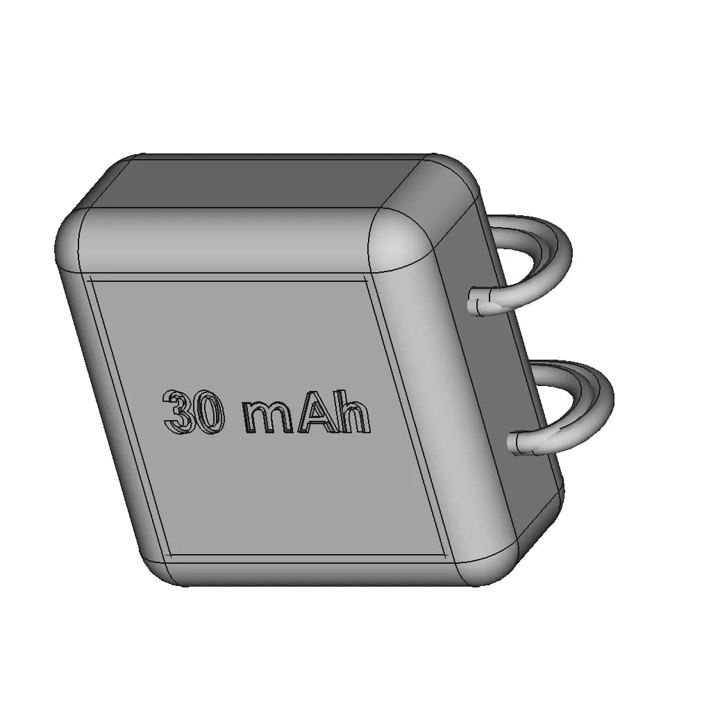 Mini Lipo 30 Mah 3 7 V 9X9X4 | CAD Model for Energy Systems_60_30_degree_snapshot