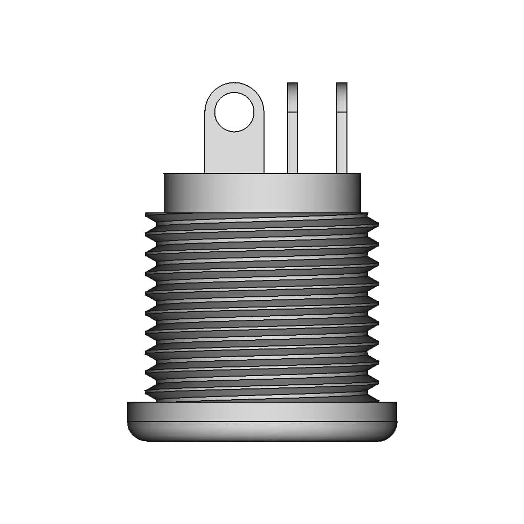12V Barrel Jack Female Socket 1 | CAD Model for Energy Systems_0_90_degree_snapshot