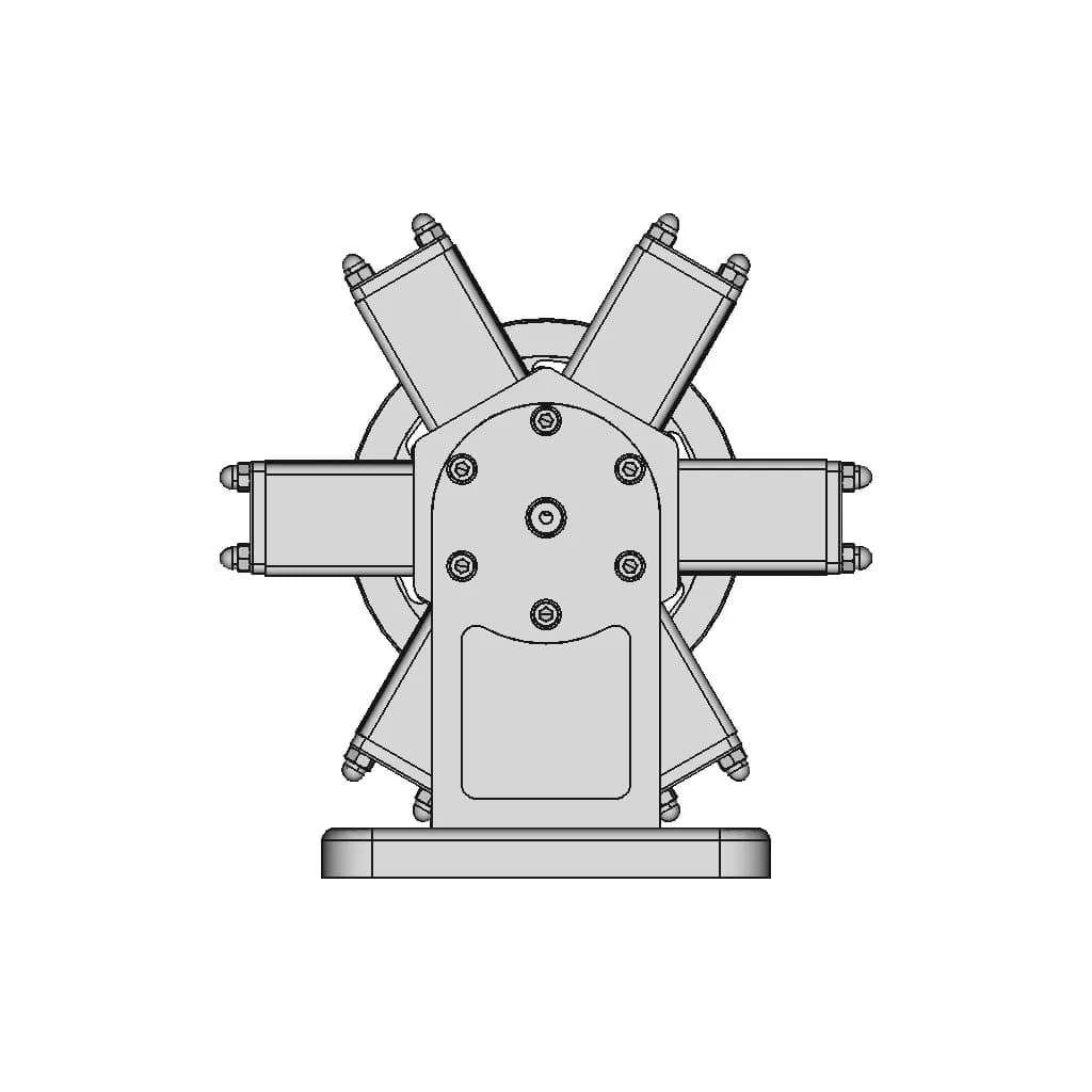 Six Cylinder Radial Piston Engine 1 | CAD Model for Energy Systems_0_270_degree_snapshot