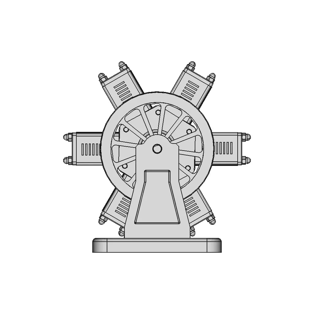 Six Cylinder Radial Piston Engine 1 | CAD Model for Energy Systems_0_90_degree_snapshot