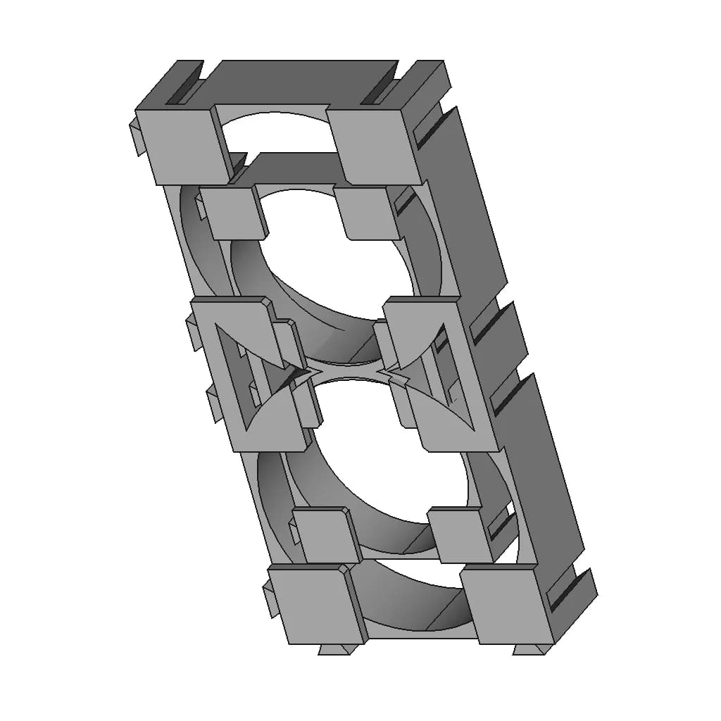 Holder 2X1 Lithium Ion Ifr26650 1 | CAD Model for Energy Systems_60_30_degree_snapshot