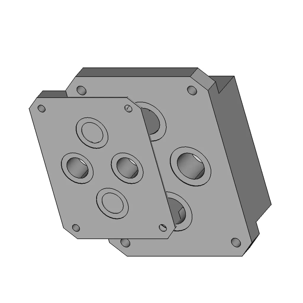 Hydraulic Valve Manifold Block 1 Stage 1 | CAD Model for Energy Systems_60_30_degree_snapshot