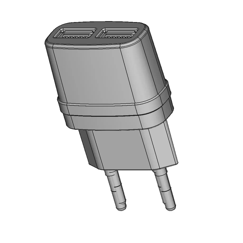 C12 Smart Dual Usb Charger By Hoco Accessory | CAD Model for Energy Systems_60_30_degree_snapshot