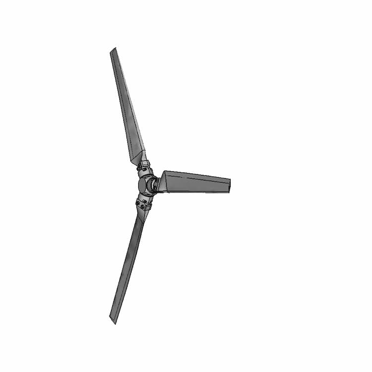 48 Diameter Three Blade Inflight Adjustable Pitch Pusher Propeller 1 | Professional CAD Design