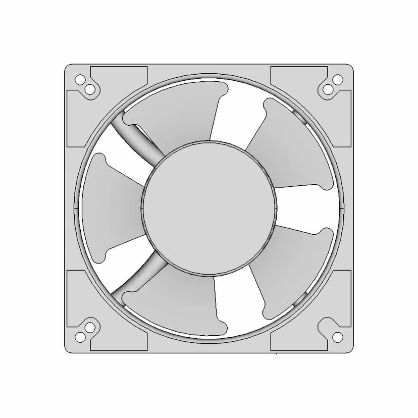 5-Inch Square Cooling Fan with Quick-Disconnect Terminals, 200-240V AC