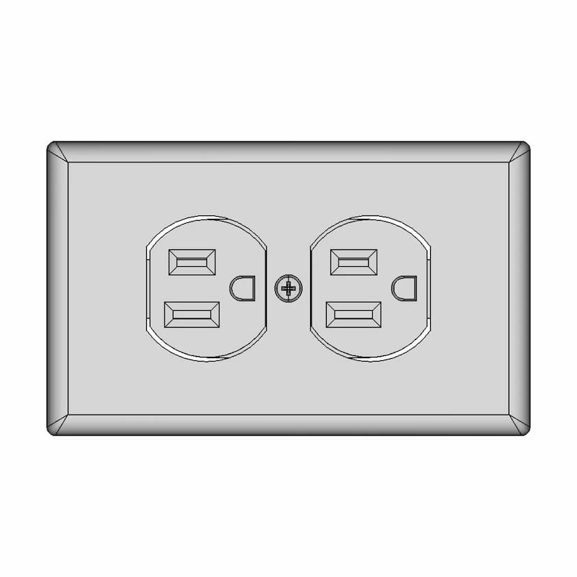 Double American-Style Electrical Outlet with Grounding Pin
