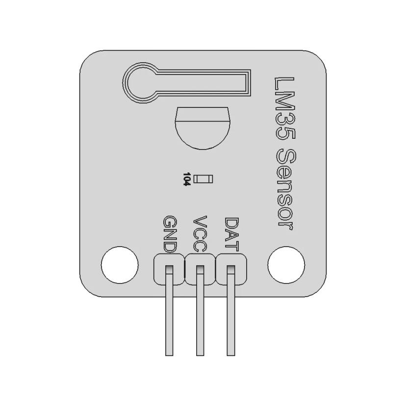 LM35 Temperature Sensor Mounted on Printed Circuit Board