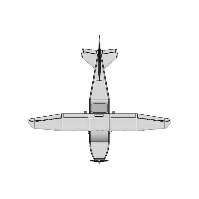 Cessna 172 Style Small Aircraft CAD Model with Landing Gear and Control Surfaces