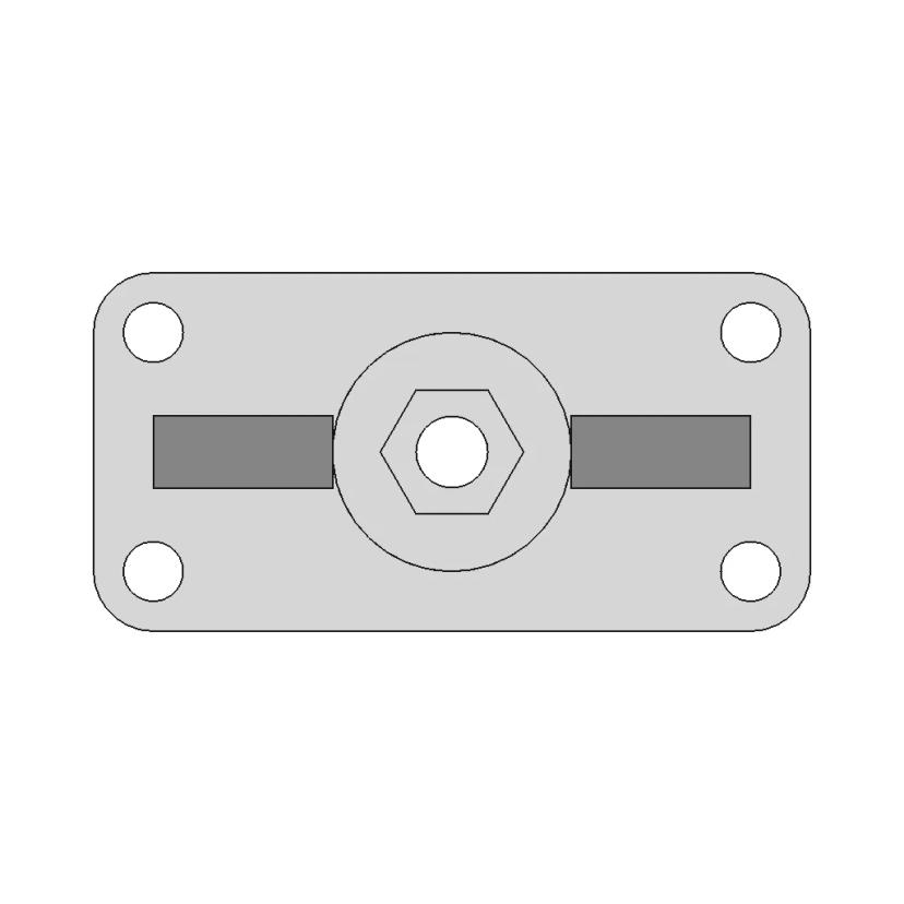 Mechanical Housing with Central Cylindrical Protrusion and Hexagonal Internal Hole