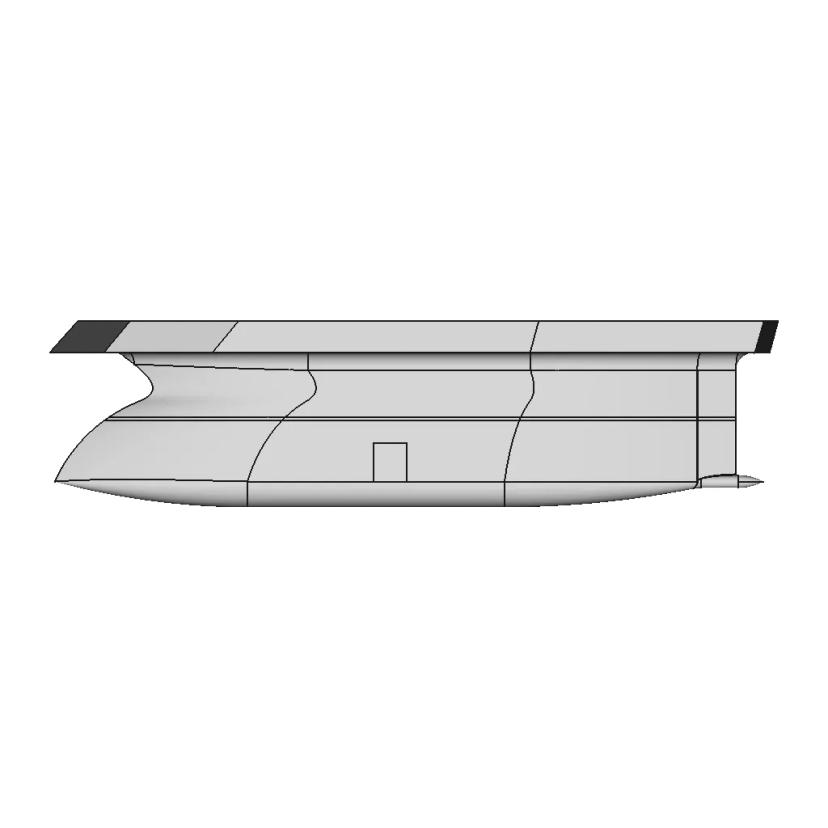 Catamaran Ship Hull with Integrated Propulsion and Maneuvering System