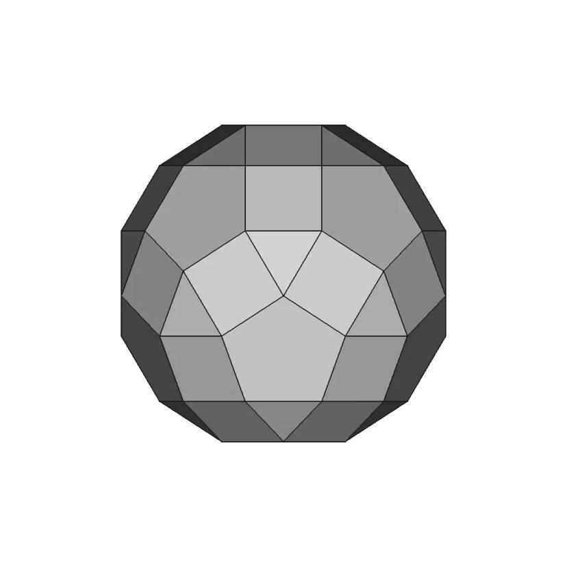 Parabigyrate Rhombicosidodecahedron Johnson Solid 3D Model