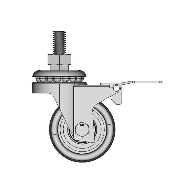 Castor Caster Roda Baut M10 Swivel 2 in Bracket Lock